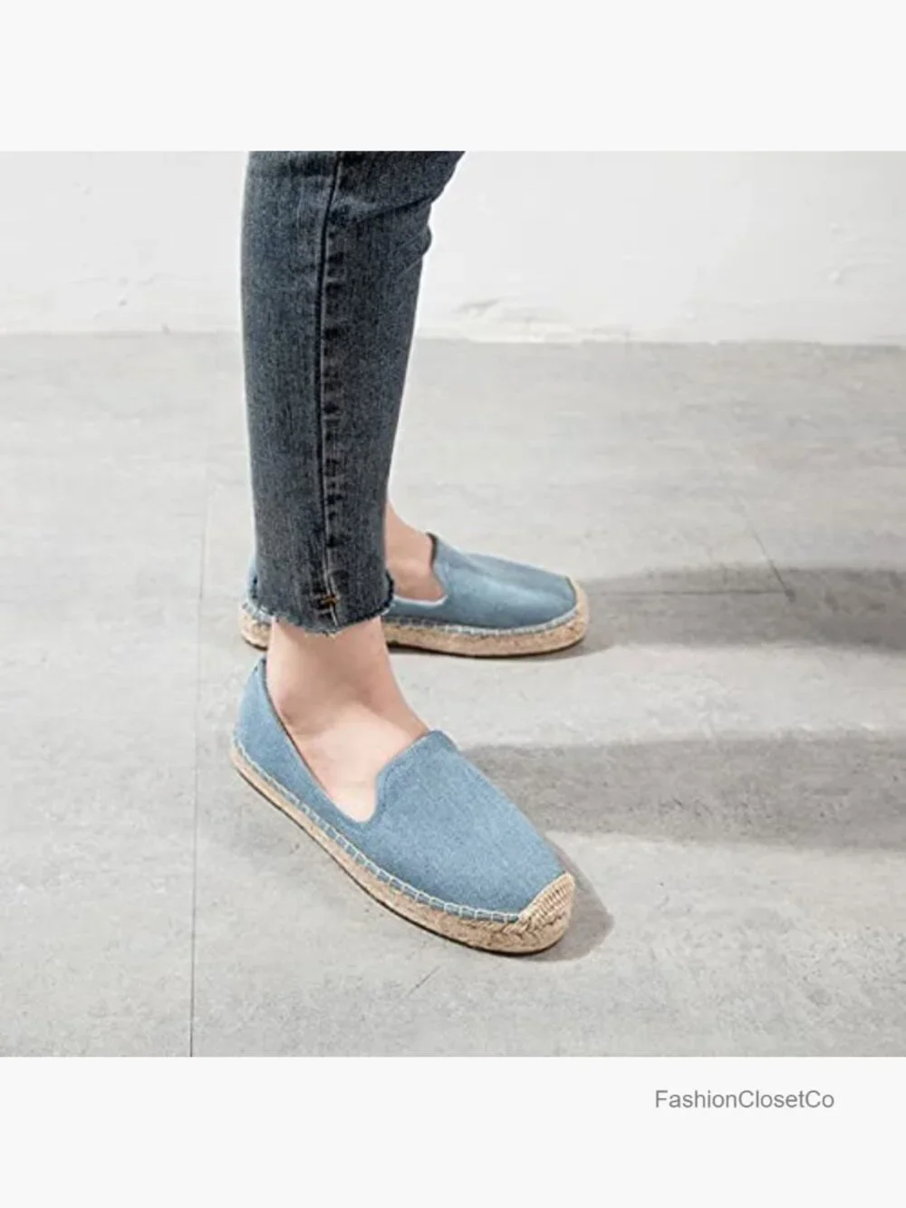 Canvas Espadrille Loafers Slip On Flat Shoes Casual Cap Toe Platform